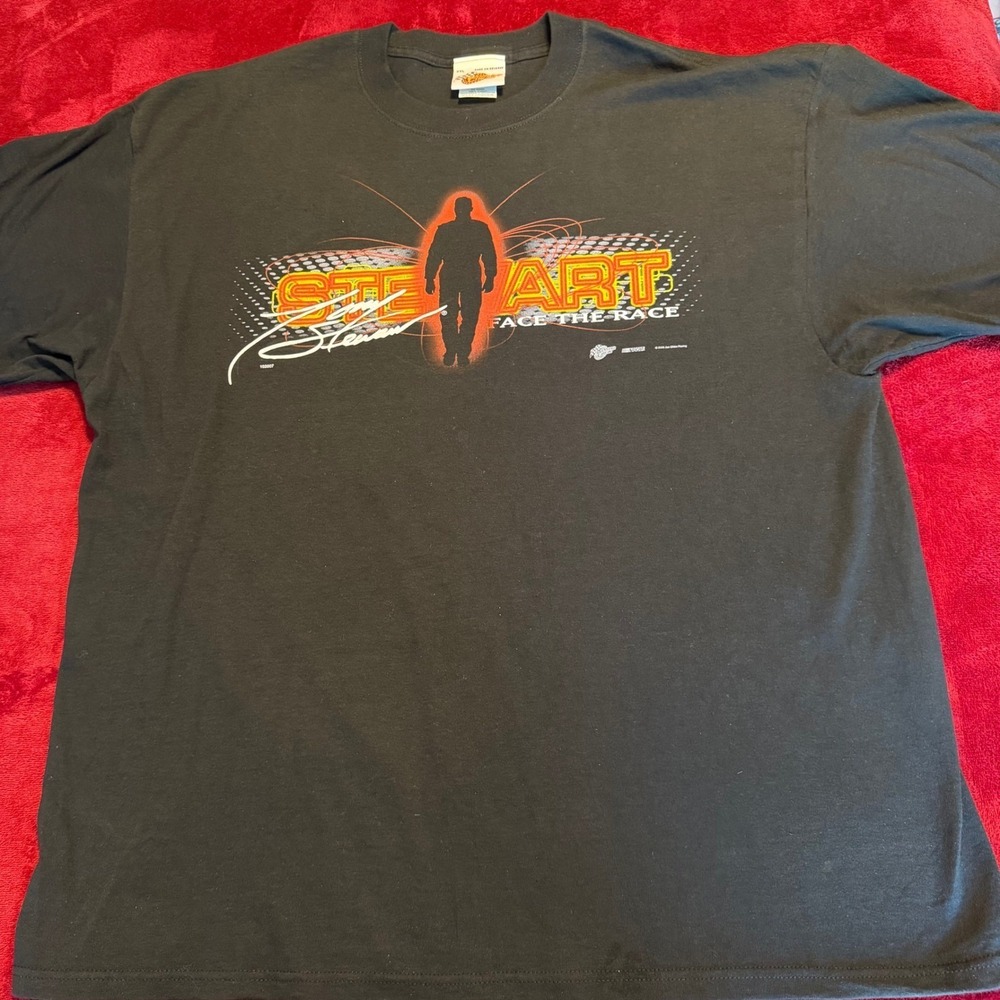 Vintage NASCAR Tony Stewart Winners Circle Face the Race Black‎ T-Shirt XXL